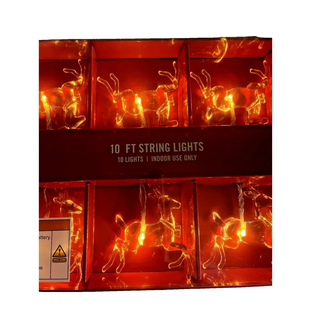 Martha Stewart Christmas Lights LED Reindeer Garland 10 Ft Holiday Battery Op